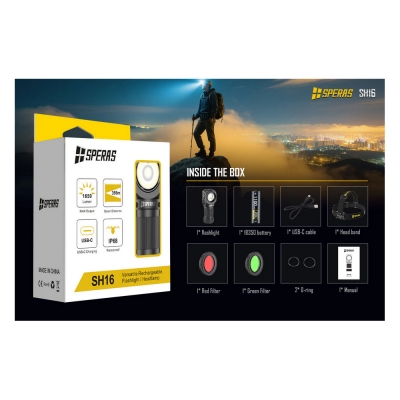Svítilna čelová SPERAS SH16 dobíjecí 1650 lumenů
